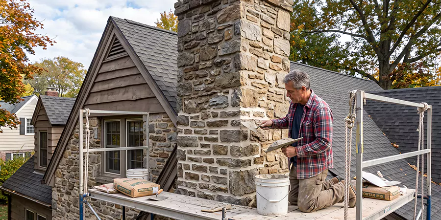 Tuckpointing Stone Chimney Old Bridge