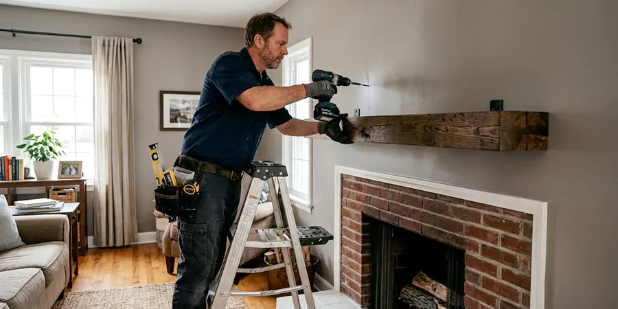 Floating Shelf Mantel Installation Old Bridge